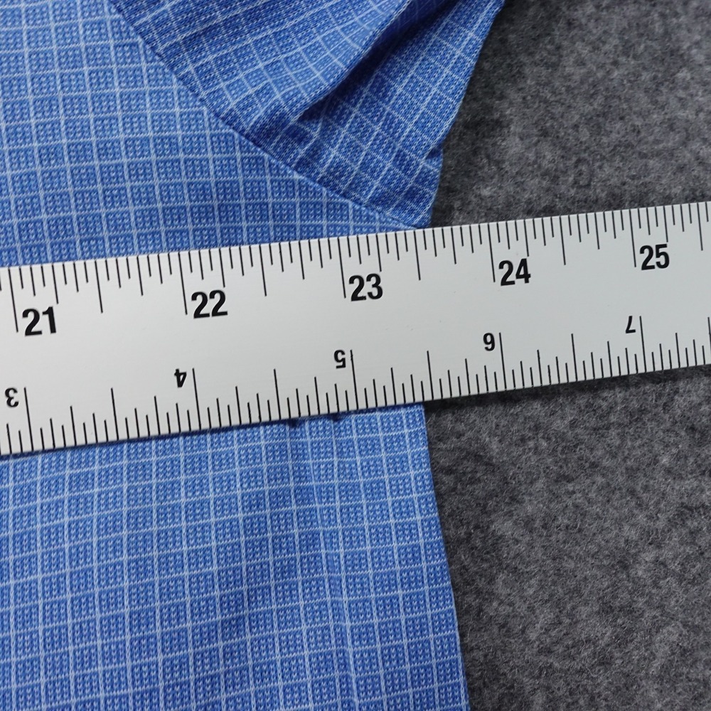 Bugatchi Men's XL Polo Shirt Short Sleeve Grid 100% Mercerized Cotton Blue - Picture 4 of 9
